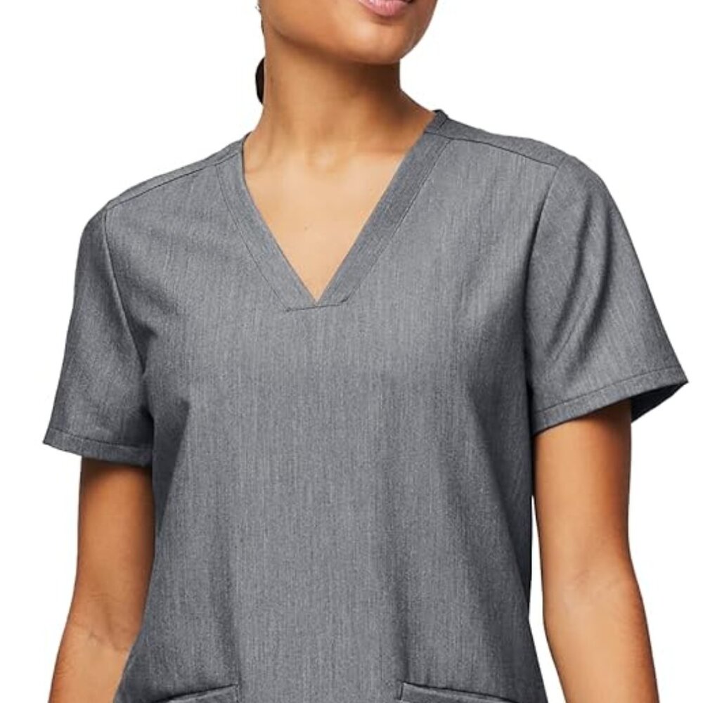 Figs Women's Gray Casma Dual Pocket Heather Short Sleeve Scrub Top Size M